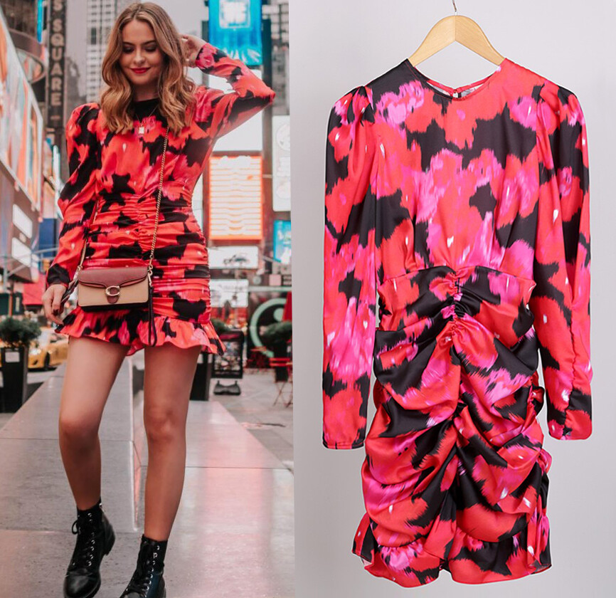 river island red floral dress